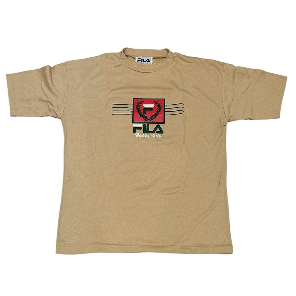 NWOT FILA Biella, Italy Neutral Cream Nude Baggy Tee T-Shirt Oversized Medium